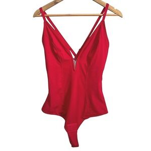 Red Bodysuit Shaper V Neck‎ Sleeveless Snap Crotch Extra Large Women's